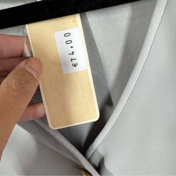 Vintage Marilyn Athens Gray Blouse Top Size 46 Gold Spiral Buttons Short Sleeve - Picture 7 of 12